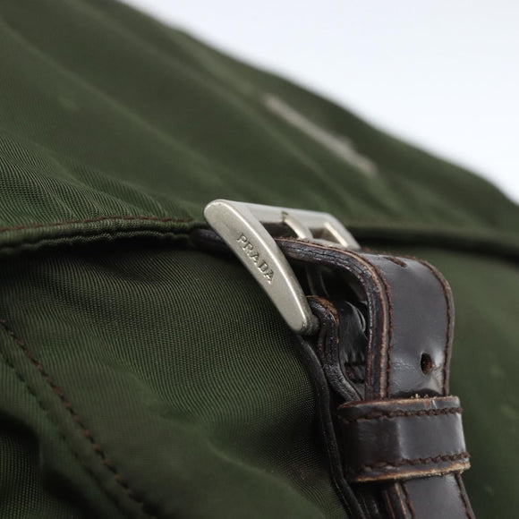 PRADA Shoulder Bag Nylon Green Silver Auth bs32714