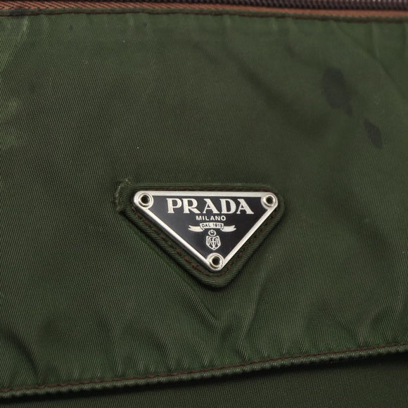PRADA Shoulder Bag Nylon Green Silver Auth bs32714