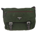 PRADA Shoulder Bag Nylon Green Silver Auth bs32714-2