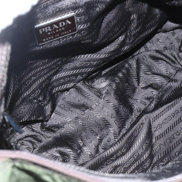 PRADA Shoulder Bag Nylon Green Silver Auth bs32714