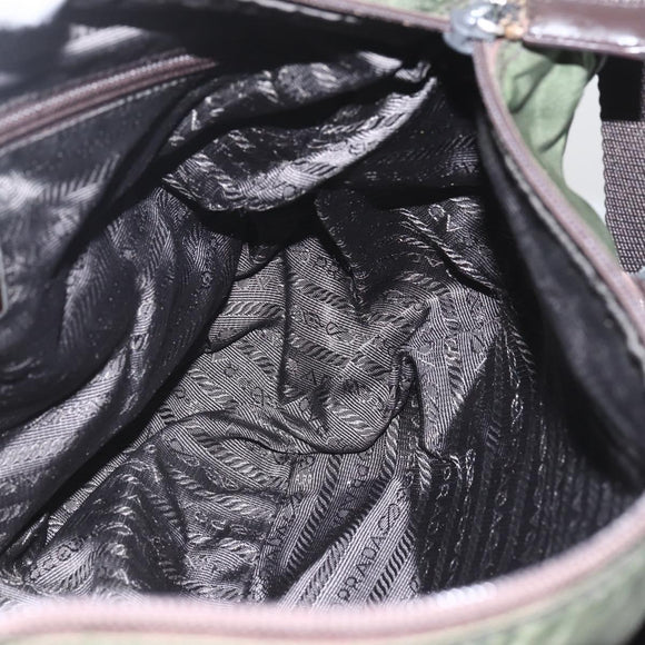 PRADA Shoulder Bag Nylon Green Silver Auth bs32714