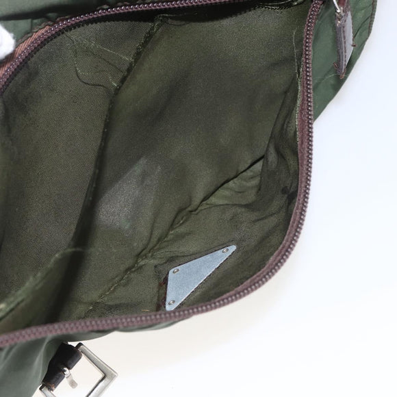 PRADA Shoulder Bag Nylon Green Silver Auth bs32714