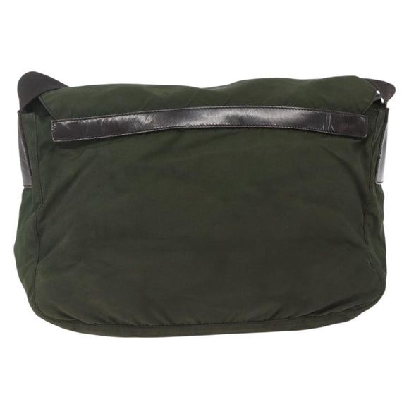 PRADA Shoulder Bag Nylon Green Silver Auth bs32714