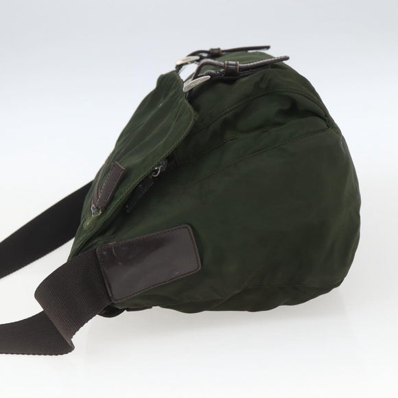 PRADA Shoulder Bag Nylon Green Silver Auth bs32714