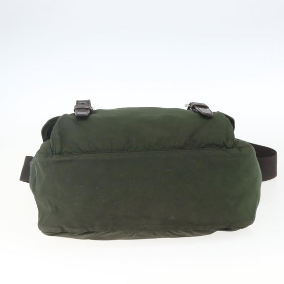 PRADA Shoulder Bag Nylon Green Silver Auth bs32714