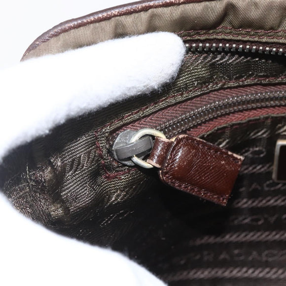 PRADA Umhängetasche Nylon Braun Auth bs32715