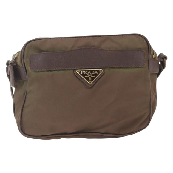 PRADA Umhängetasche Nylon Braun Auth bs32715