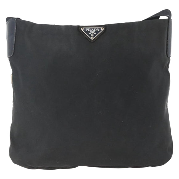 PRADA Shoulder Bag Nylon Black Silver Auth bs32716
