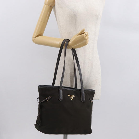 PRADA Tote Bag Nylon Green Gold Auth bs32718