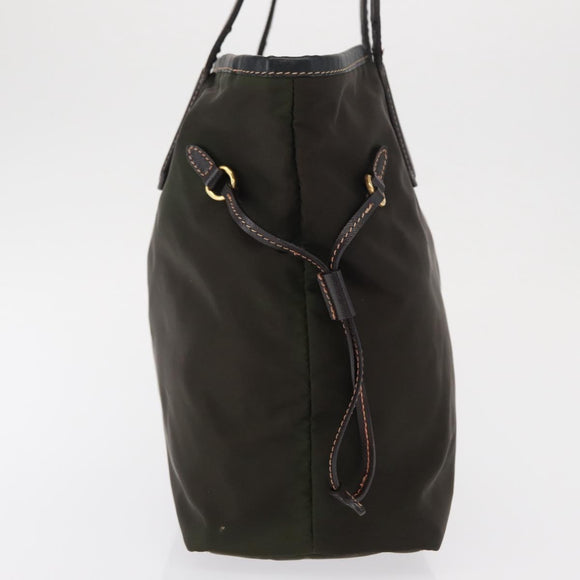 PRADA Tote Bag Nylon Green Gold Auth bs32718