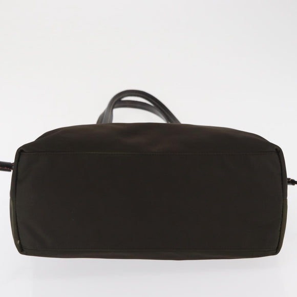 PRADA Tote Bag Nylon Green Gold Auth bs32718