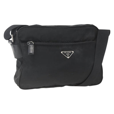 PRADA Shoulder Bag Nylon Black Silver Auth bs32720