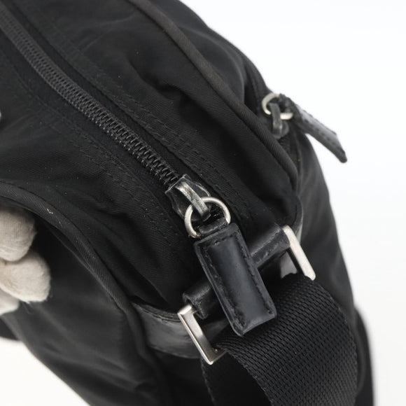 PRADA Shoulder Bag Nylon Black Silver Auth bs32720