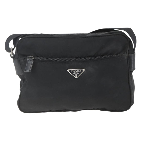 PRADA Shoulder Bag Nylon Black Silver Auth bs32720