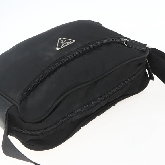 PRADA Shoulder Bag Nylon Black Silver Auth bs32720