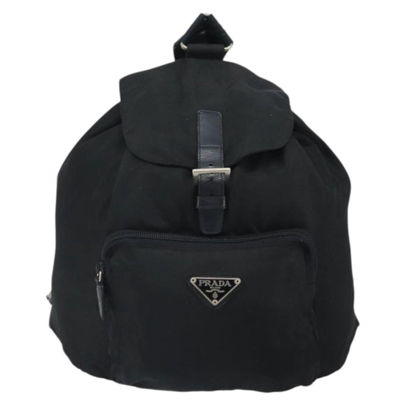 PRADA Backpack Nylon Black Silver Auth bs32721