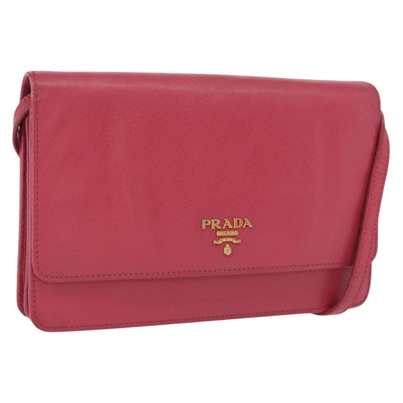 PRADA Shoulder Bag Safiano leather Pink Gold Auth bs32722