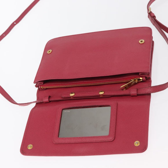 PRADA Shoulder Bag Safiano leather Pink Gold Auth bs32722