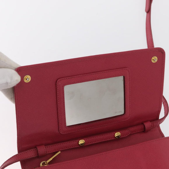 PRADA Shoulder Bag Safiano leather Pink Gold Auth bs32722