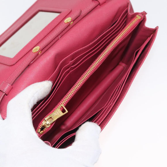PRADA Shoulder Bag Safiano leather Pink Gold Auth bs32722