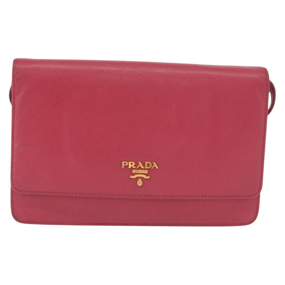 PRADA Shoulder Bag Safiano leather Pink Gold Auth bs32722