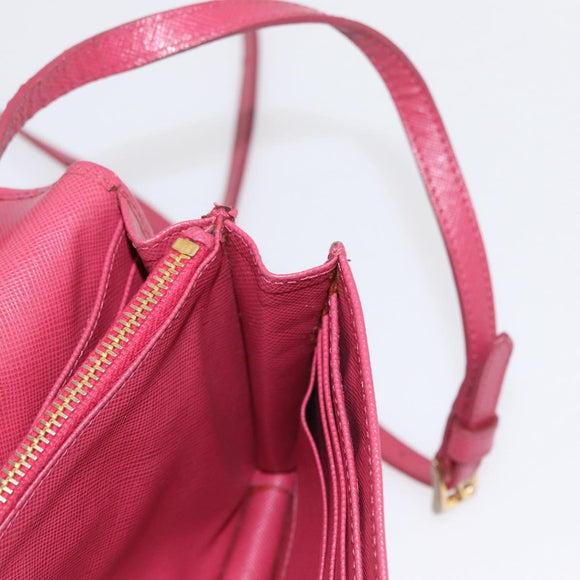 PRADA Shoulder Bag Safiano leather Pink Gold Auth bs32722