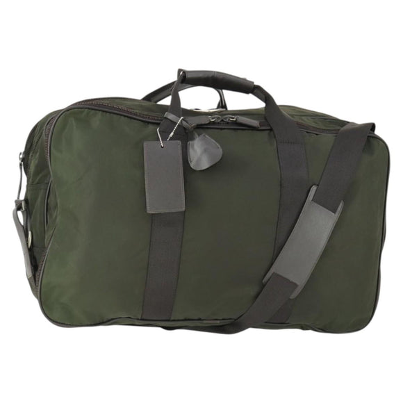 PRADA Boston Bag Nylon Green Silver Auth bs32723