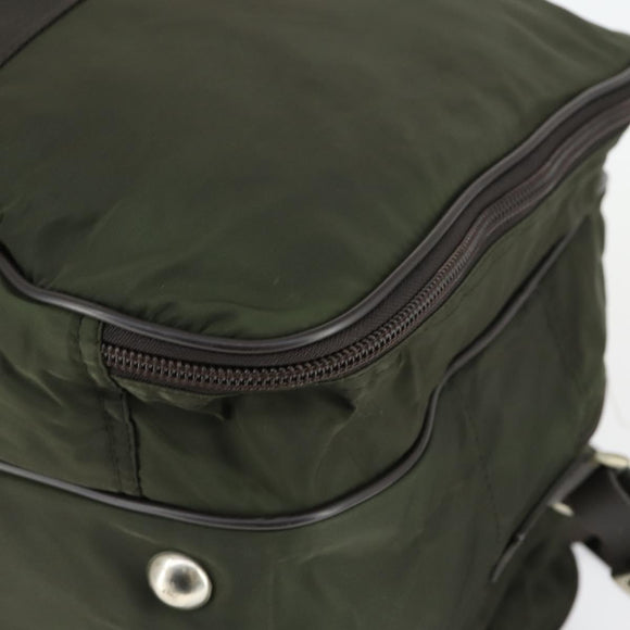 PRADA Boston Bag Nylon Green Silver Auth bs32723