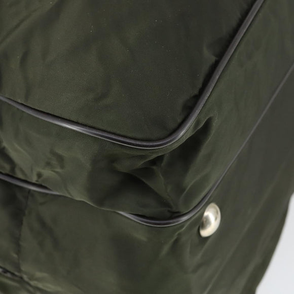 PRADA Boston Bag Nylon Green Silver Auth bs32723