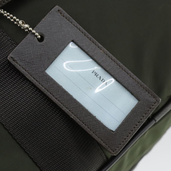 PRADA Boston Bag Nylon Green Silver Auth bs32723