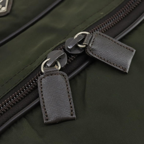 PRADA Boston Bag Nylon Green Silver Auth bs32723