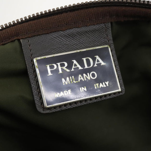 PRADA Boston Bag Nylon Green Silver Auth bs32723