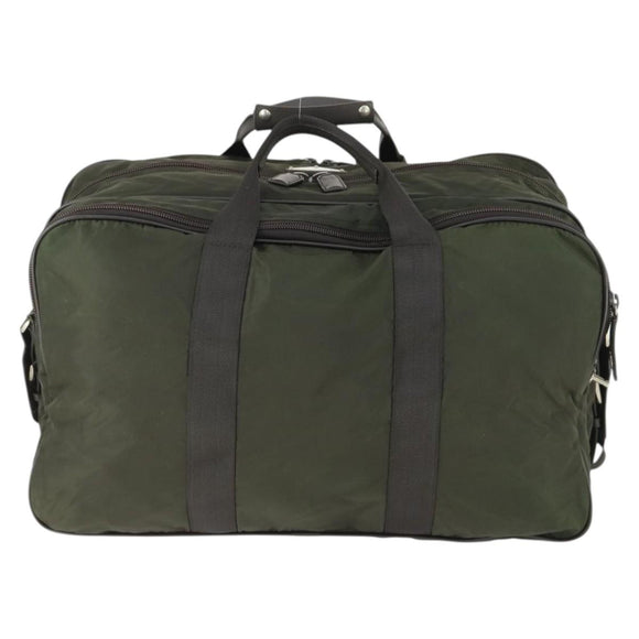 PRADA Boston Bag Nylon Green Silver Auth bs32723