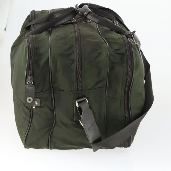 PRADA Boston Bag Nylon Green Silver Auth bs32723