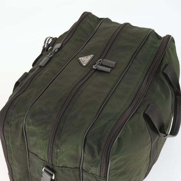 PRADA Boston Bag Nylon Green Silver Auth bs32723