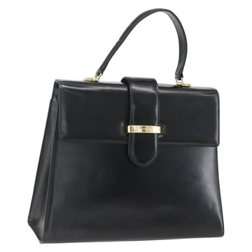 VALENTINO Hand Bag Leather Black Gold Auth bs32730