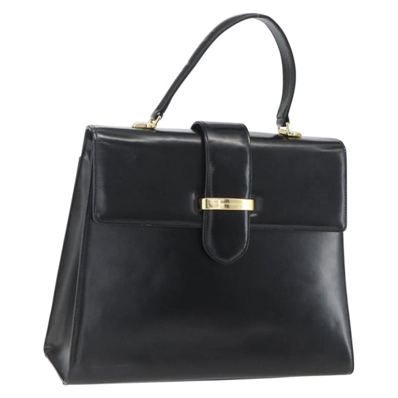 VALENTINO Hand Bag Leather Black Gold Auth bs32730