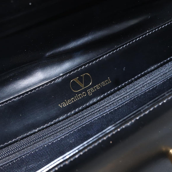 VALENTINO Hand Bag Leather Black Gold Auth bs32730