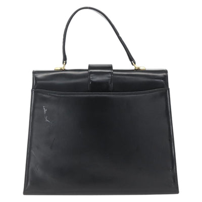 VALENTINO Hand Bag Leather Black Gold Auth bs32730 - 0