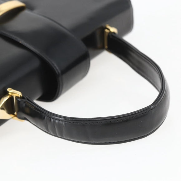 VALENTINO Hand Bag Leather Black Gold Auth bs32730