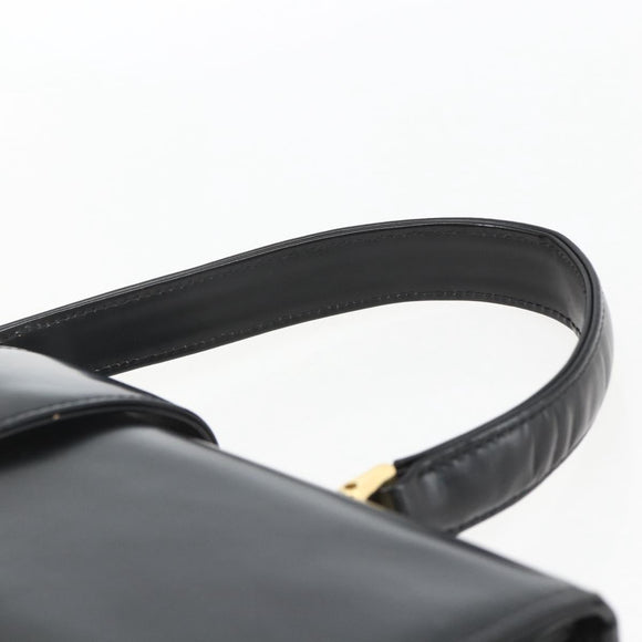VALENTINO Hand Bag Leather Black Gold Auth bs32730