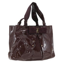 Salvatore Ferragamo Hand Bag Patent leather Brown Gold Auth bs32731-1