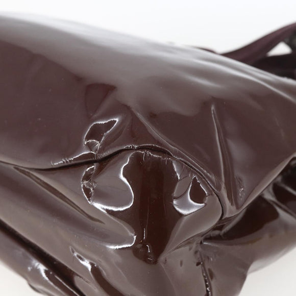 Salvatore Ferragamo Hand Bag Patent leather Brown Gold Auth bs32731