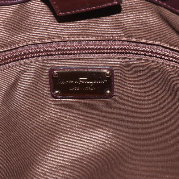 Salvatore Ferragamo Hand Bag Patent leather Brown Gold Auth bs32731