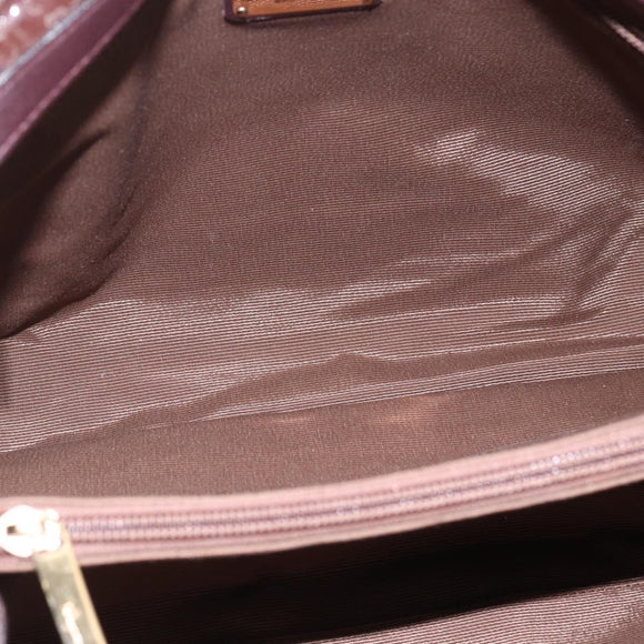 Salvatore Ferragamo Hand Bag Patent leather Brown Gold Auth bs32731