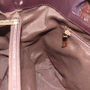 Salvatore Ferragamo Hand Bag Patent leather Brown Gold Auth bs32731-20