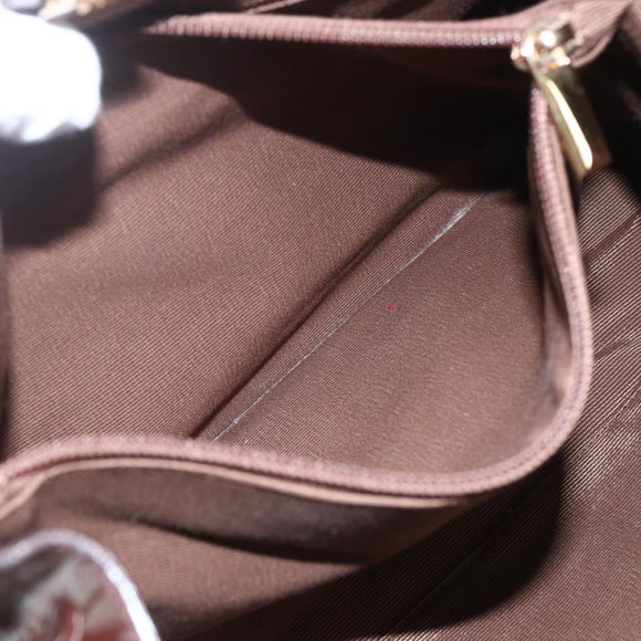 Salvatore Ferragamo Hand Bag Patent leather Brown Gold Auth bs32731