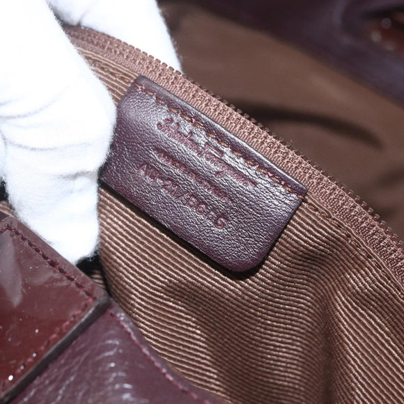 Salvatore Ferragamo Hand Bag Patent leather Brown Gold Auth bs32731