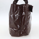 Salvatore Ferragamo Hand Bag Patent leather Brown Gold Auth bs32731-3