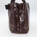 Salvatore Ferragamo Hand Bag Patent leather Brown Gold Auth bs32731-4